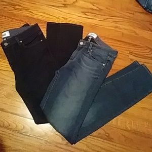 2 pairs of Paige skyline skinny jeans